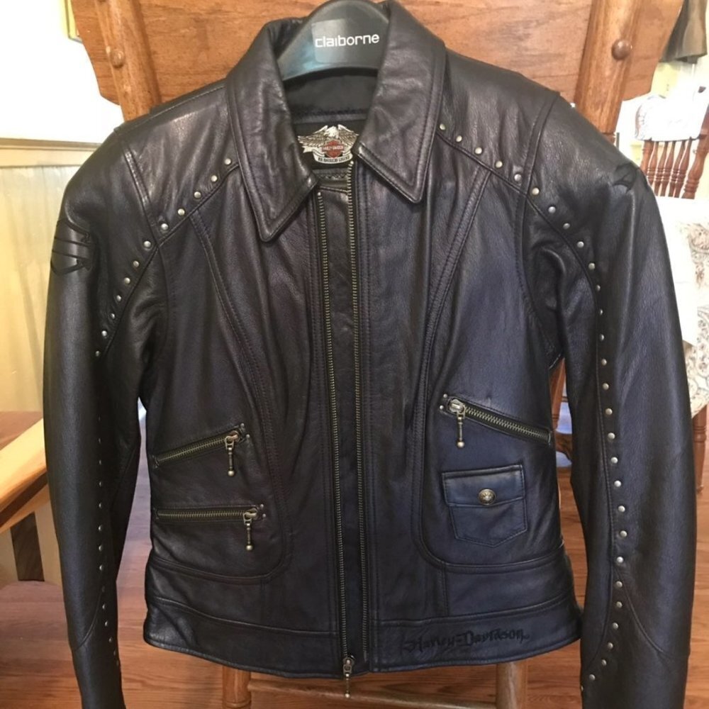 Women's Harley Davidson Leather Jacket Dark Purple​​​​​​​​ - Picture 3 of 9